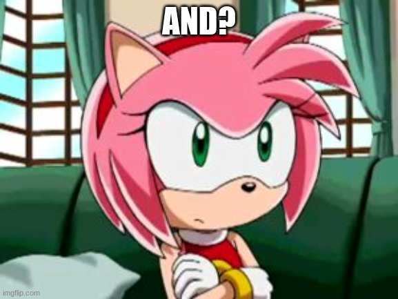 Unamused Amy Rose | AND? | image tagged in unamused amy rose | made w/ Imgflip meme maker