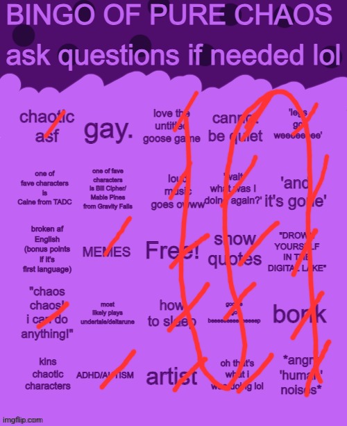 Bingo of pure chaos | image tagged in bingo of pure chaos | made w/ Imgflip meme maker