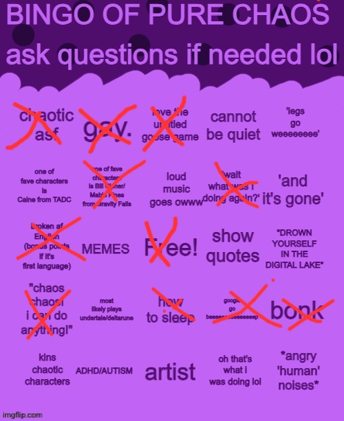 Bingo of pure chaos | image tagged in bingo of pure chaos | made w/ Imgflip meme maker