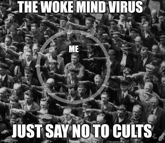 Just Say No | THE WOKE MIND VIRUS; ME; JUST SAY NO TO CULTS | image tagged in be this guy,woke,virus,cult,just say no | made w/ Imgflip meme maker