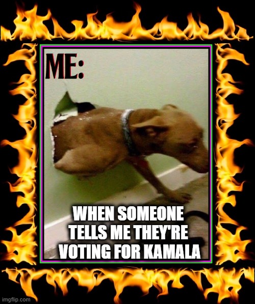 New meaning to: The Great Escape | WHEN SOMEONE 
TELLS ME THEY'RE 
VOTING FOR KAMALA | image tagged in vince vance,kamala harris,dogs,memes,liberals,escape | made w/ Imgflip meme maker