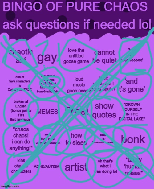 Bingo of pure chaos | image tagged in bingo of pure chaos | made w/ Imgflip meme maker