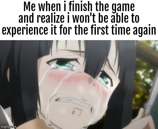 I wanna re-experience my first time-moments again. :( | Me when i finish the game and realize i won't be able to experience it for the first time again | image tagged in experience,video games | made w/ Imgflip meme maker