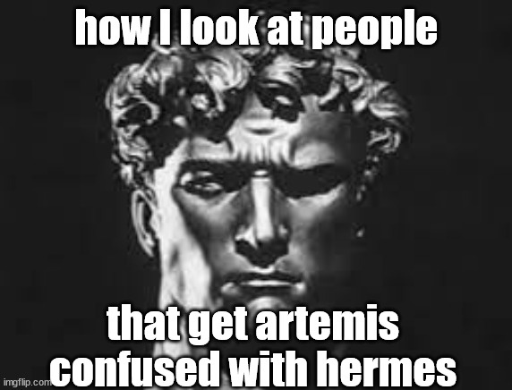 confused | how I look at people; that get artemis confused with hermes | image tagged in how i look at bro | made w/ Imgflip meme maker