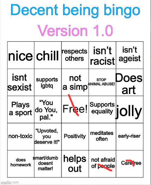Shit ass Bingo | image tagged in decent being bingo | made w/ Imgflip meme maker