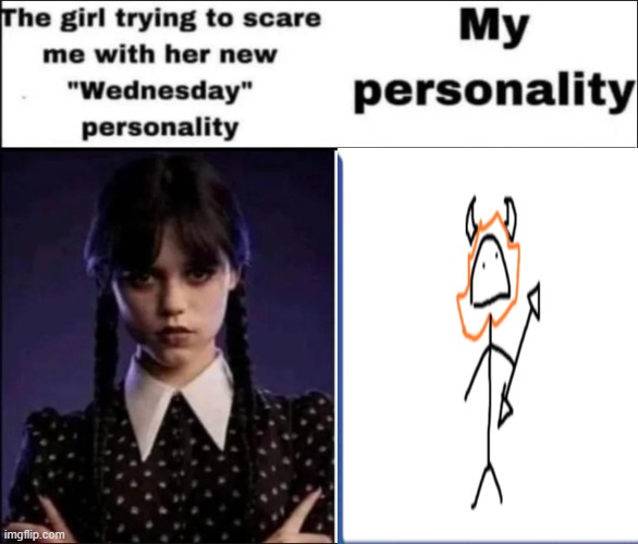 Bleh | image tagged in the girl trying to scare me with her new wednesday personality | made w/ Imgflip meme maker