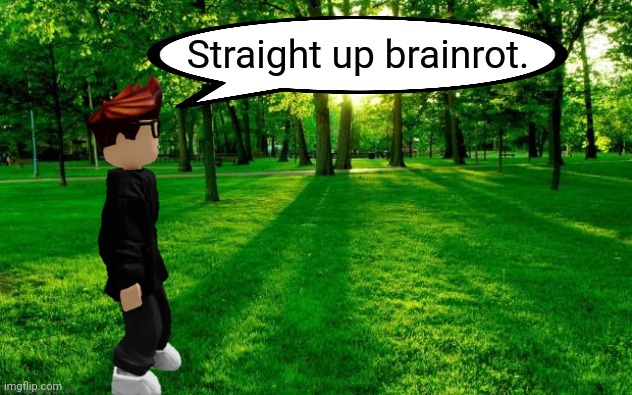 Decided to remake my Straight Up Brainrot template with MC. | Straight up brainrot. | image tagged in grass and trees,mc straight up brainrot,memes,mc,brainrot | made w/ Imgflip meme maker