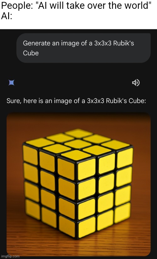smort conpewter | People: "AI will take over the world"
AI: | image tagged in blank white template,artificial intelligence,dumb ai,ai | made w/ Imgflip meme maker