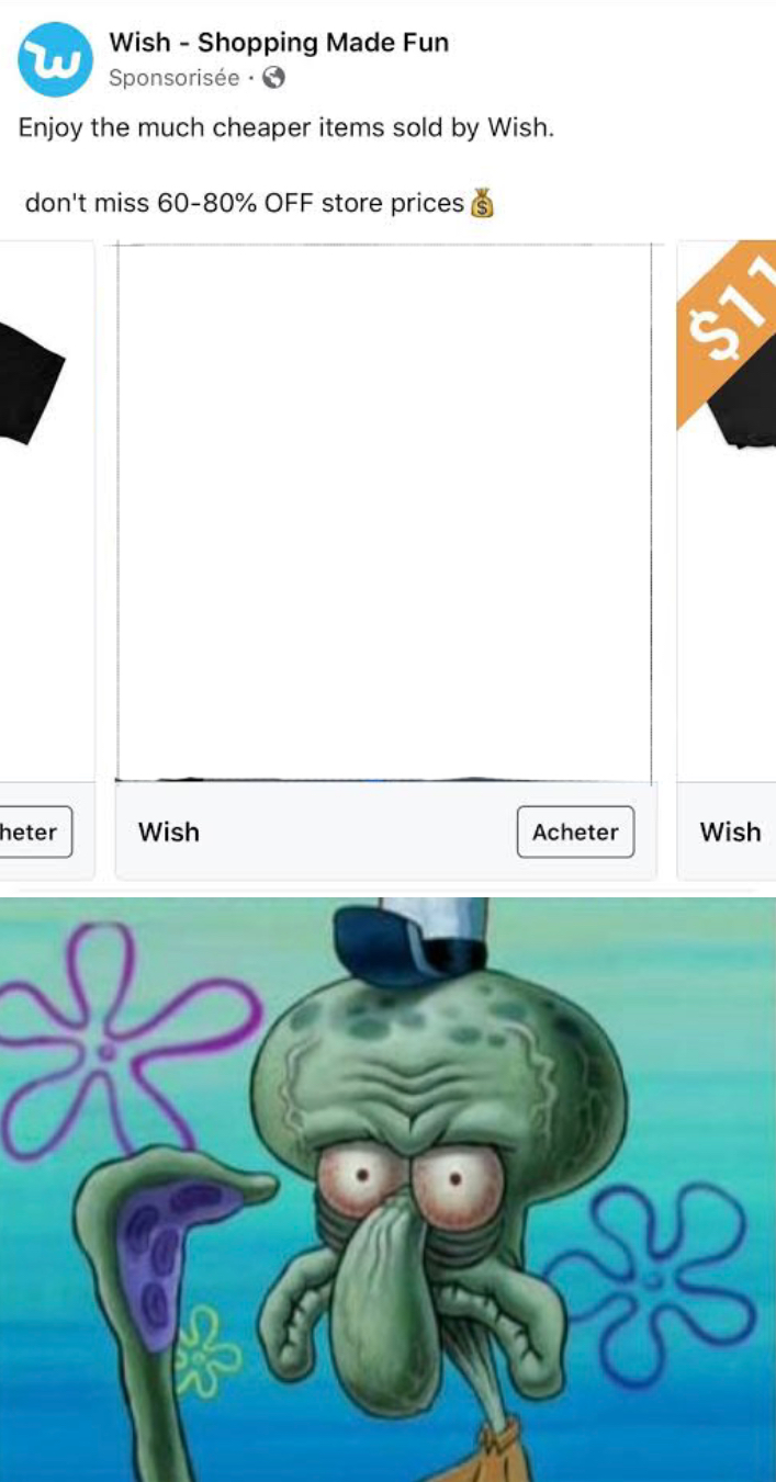 Wish.com + Squidward Blank Meme Template