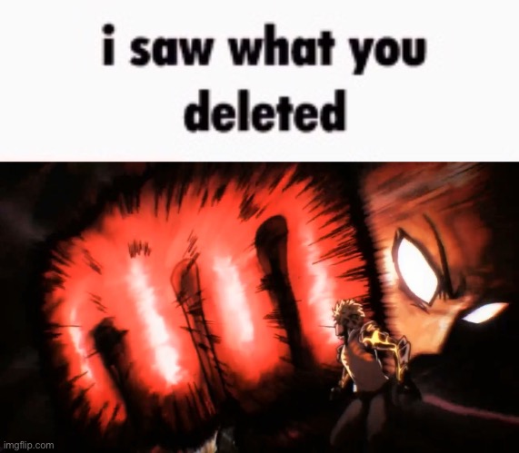 It was a random shitpost but I saw it | image tagged in i saw what you deleted,saitama genos punch | made w/ Imgflip meme maker