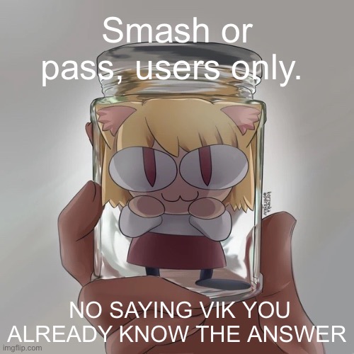 Neco arc bottle | Smash or pass, users only. NO SAYING VIK YOU ALREADY KNOW THE ANSWER | image tagged in neco arc bottle | made w/ Imgflip meme maker