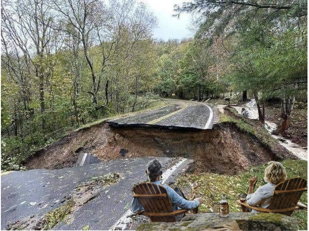 Beer watching collapsed road Blank Meme Template