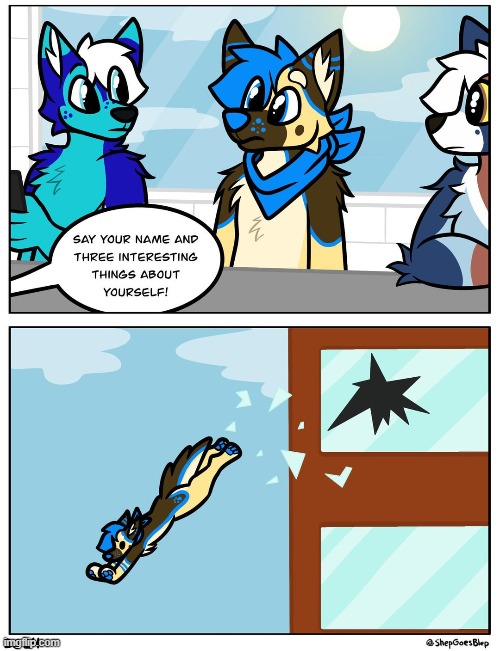 blud's, going for a swim. (art credit: ShepGoesBlep) | image tagged in shepgoesblep,funny,furry,cartoon,comic | made w/ Imgflip meme maker
