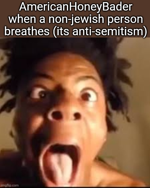 ishowspeed rage | AmericanHoneyBader when a non-jewish person breathes (its anti-semitism) | image tagged in ishowspeed rage | made w/ Imgflip meme maker