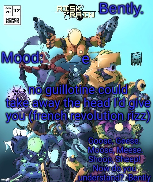 mood | e; no guillotine could take away the head I'd give you (french revolution rizz) | made w/ Imgflip meme maker