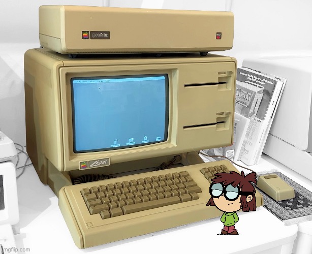 Lisa Loud Loves Working with Apple Lisa | image tagged in the loud house,vintage,computer,80s,girl,nickelodeon | made w/ Imgflip meme maker