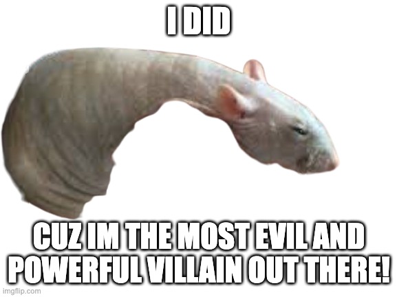 Renis (transparent) | I DID CUZ IM THE MOST EVIL AND POWERFUL VILLAIN OUT THERE! | image tagged in renis transparent | made w/ Imgflip meme maker