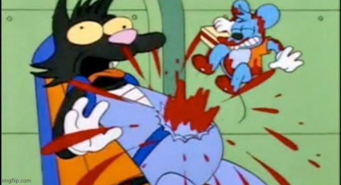 Itchy & Scratchy Chest Burst | image tagged in itchy scratchy chest burst | made w/ Imgflip meme maker