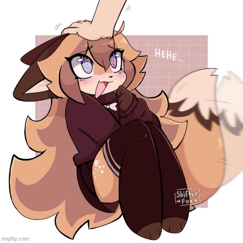 Foxie headpats :) (Art credit: ShifterFoxx on DA) | image tagged in wholesome,furry,cartoon,cute,da | made w/ Imgflip meme maker