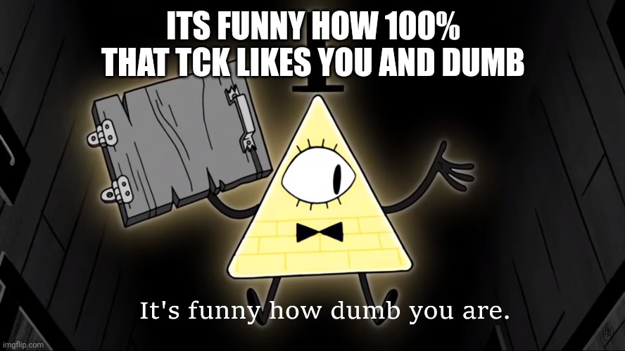 It's Funny How Dumb You Are Bill Cipher | ITS FUNNY HOW 100% THAT TCK LIKES YOU AND DUMB | image tagged in it's funny how dumb you are bill cipher | made w/ Imgflip meme maker