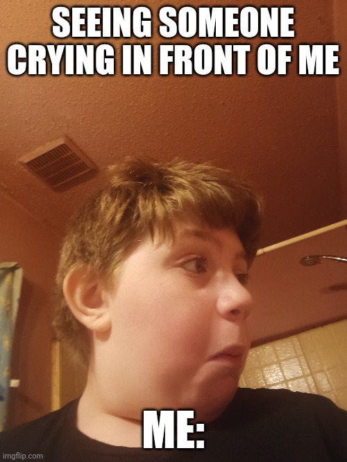 Hey you just don't wanna look at them when they cry | SEEING SOMEONE CRYING IN FRONT OF ME; ME: | image tagged in crying | made w/ Imgflip meme maker