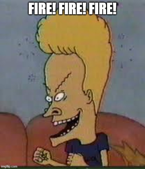 beavis | FIRE! FIRE! FIRE! | image tagged in beavis | made w/ Imgflip meme maker