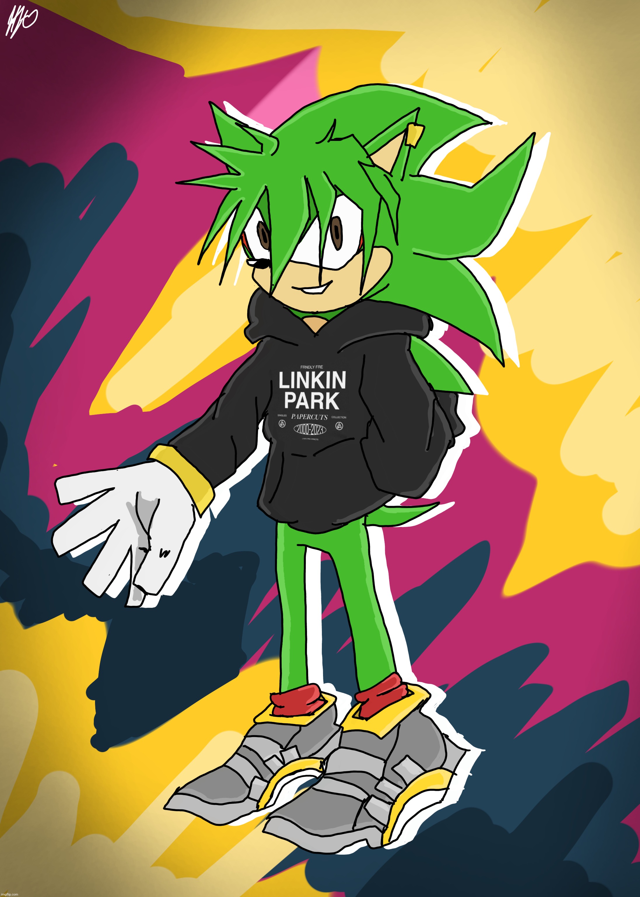 Made a Sonic Sona for myself incase if anybody ever wanted to make fanart for me (and just cuz I been getting back into Sonic in | image tagged in drawing | made w/ Imgflip meme maker