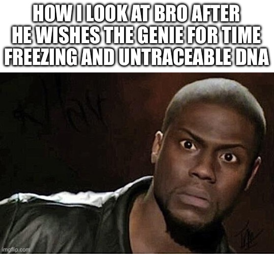 bro abt to do some NASTY shi | HOW I LOOK AT BRO AFTER HE WISHES THE GENIE FOR TIME FREEZING AND UNTRACEABLE DNA | image tagged in memes,kevin hart,hold up | made w/ Imgflip meme maker