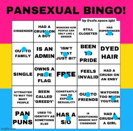 Idk Ik bored | image tagged in pansexual bingo | made w/ Imgflip meme maker