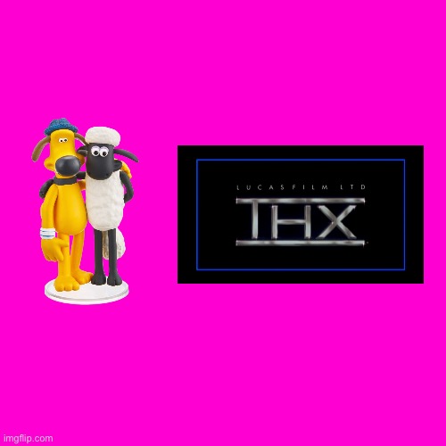 Shaun, Blitzer and the THX Logo | image tagged in blank hot pink background,thx logo,thx,deviantart,pink,sheep | made w/ Imgflip meme maker