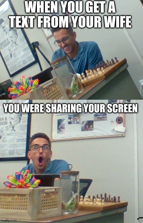 Yes | WHEN YOU GET A TEXT FROM YOUR WIFE; YOU WERE SHARING YOUR SCREEN | made w/ Imgflip meme maker