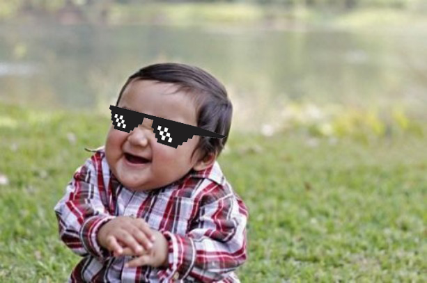 Evil Toddler with Pixel Glasses Blank Meme Template