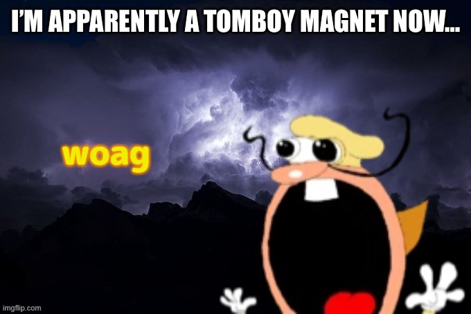 Noise W word | I’M APPARENTLY A TOMBOY MAGNET NOW… | image tagged in noise w word | made w/ Imgflip meme maker