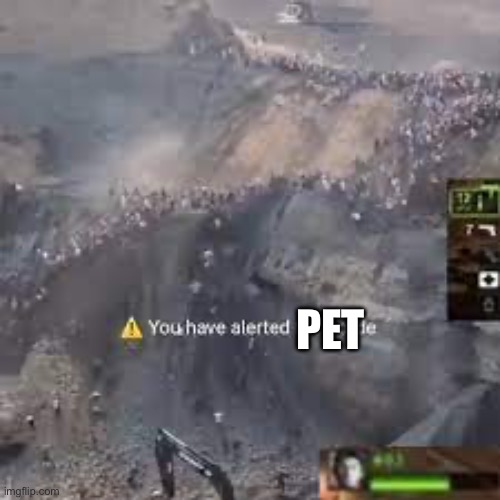You have alerted the horde left for dead | PET | image tagged in you have alerted the horde left for dead | made w/ Imgflip meme maker