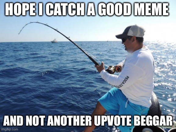 [insert title here lol] | HOPE I CATCH A GOOD MEME; AND NOT ANOTHER UPVOTE BEGGAR | image tagged in fishing | made w/ Imgflip meme maker