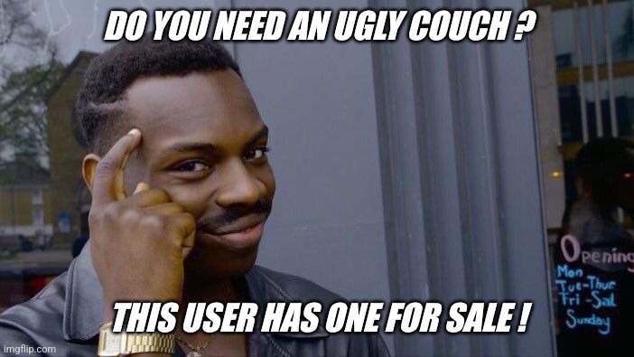 Craigslist furniture for sale... | DO YOU NEED AN UGLY COUCH ? THIS USER HAS ONE FOR SALE ! | image tagged in memes,roll safe think about it,craigslist | made w/ Imgflip meme maker