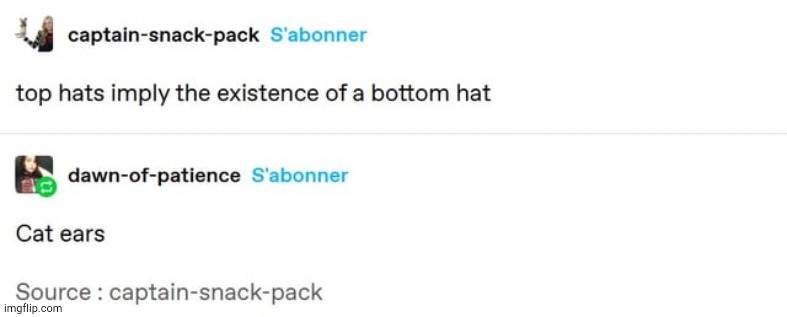 Top hats imply the existence of a bottom hat | image tagged in top hats imply the existence of a bottom hat | made w/ Imgflip meme maker
