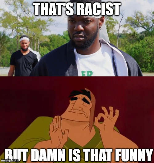 THAT'S RACIST BUT DAMN IS THAT FUNNY | image tagged in is that racist | made w/ Imgflip meme maker