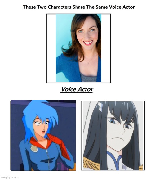 Carrie Keranen | image tagged in same voice actor,carrie keranen,kappa mikey,nickelodeon,kill la kill | made w/ Imgflip meme maker