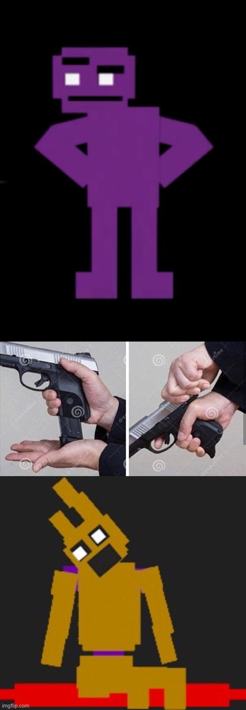 image tagged in confused purple guy,loading gun,make your own custom springlock idc | made w/ Imgflip meme maker