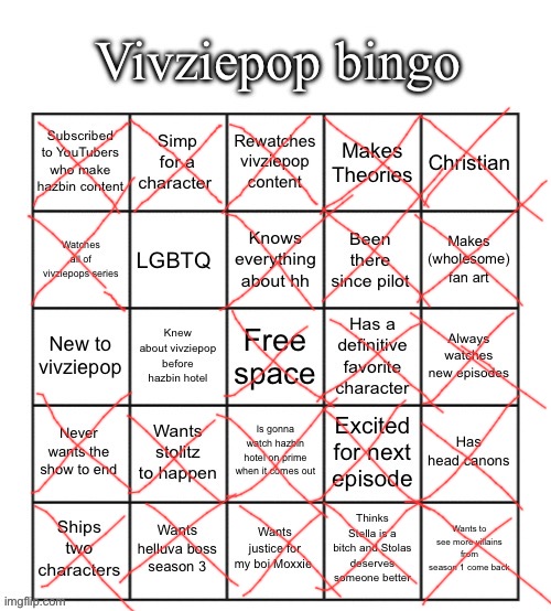 15 upvotes and I reveal who I simp for | image tagged in vivziepop bingo | made w/ Imgflip meme maker