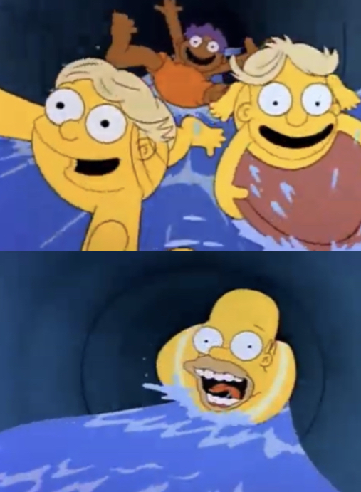 Homer waterslide surprise Blank Meme Template