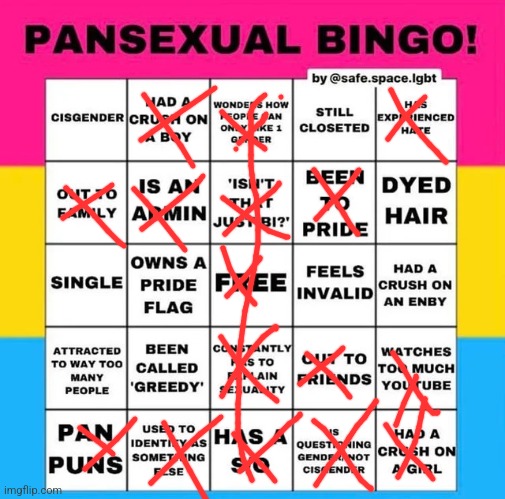 Pansexual Bingo | image tagged in pansexual bingo | made w/ Imgflip meme maker