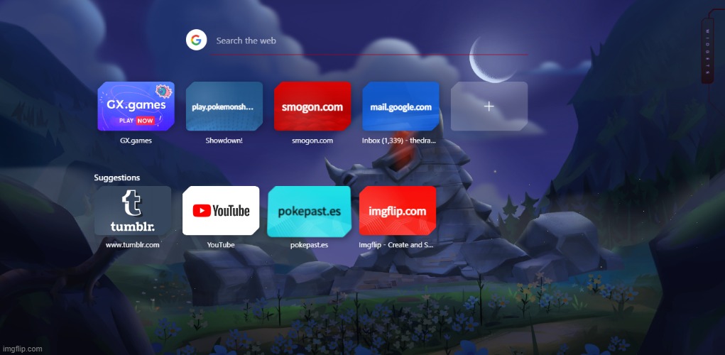 shoutout to my new opera gx background that changes based on the time of day | made w/ Imgflip meme maker
