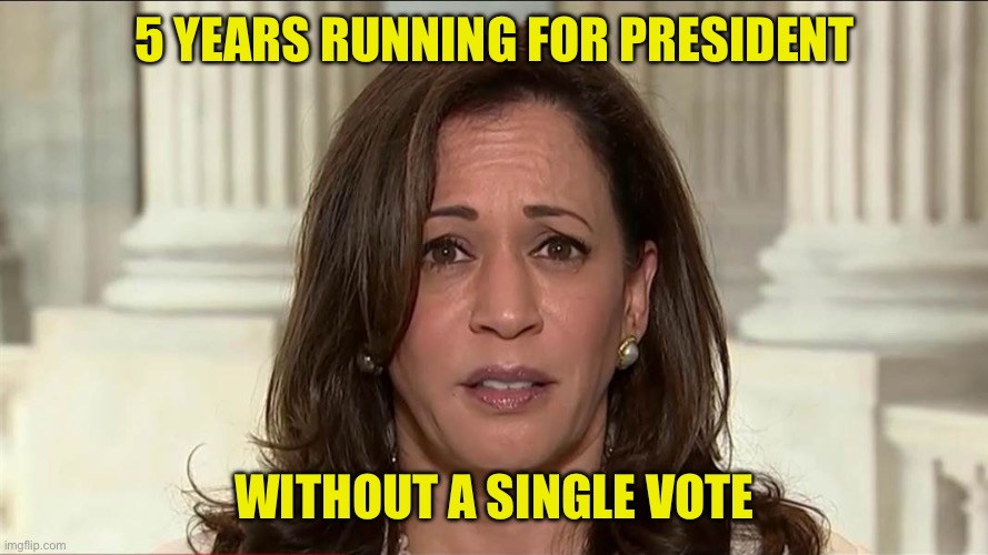 kamala harris | 5 YEARS RUNNING FOR PRESIDENT WITHOUT A SINGLE VOTE | image tagged in kamala harris | made w/ Imgflip meme maker