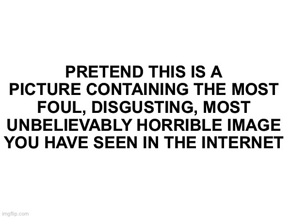 :3 | PRETEND THIS IS A PICTURE CONTAINING THE MOST FOUL, DISGUSTING, MOST UNBELIEVABLY HORRIBLE IMAGE YOU HAVE SEEN IN THE INTERNET | made w/ Imgflip meme maker
