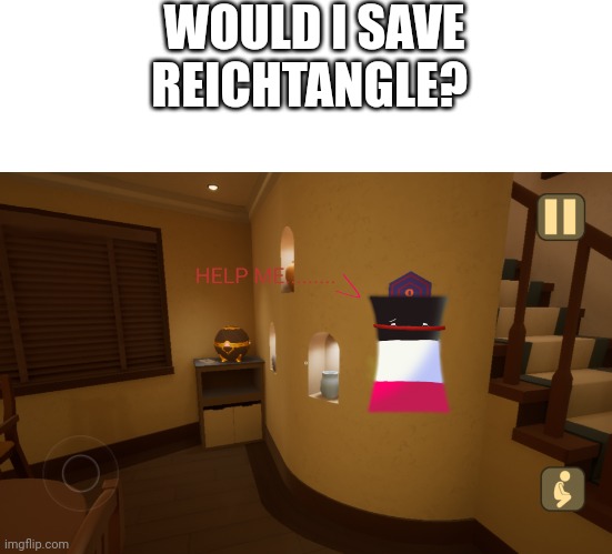 Reichtangle stuck in basketball hoop | WOULD I SAVE REICHTANGLE? | image tagged in countryballs,games,reichtangle | made w/ Imgflip meme maker