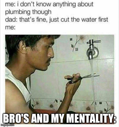 thats us | BRO'S AND MY MENTALITY: | image tagged in funny,meme | made w/ Imgflip meme maker