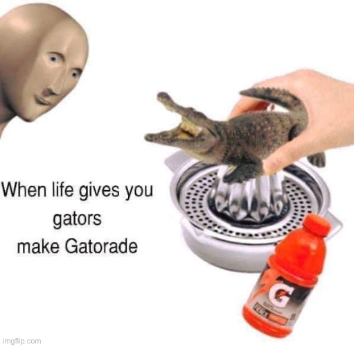 Stolen Gatorade meme | image tagged in gatorade,when life gives you lemons,gators,lemonade | made w/ Imgflip meme maker