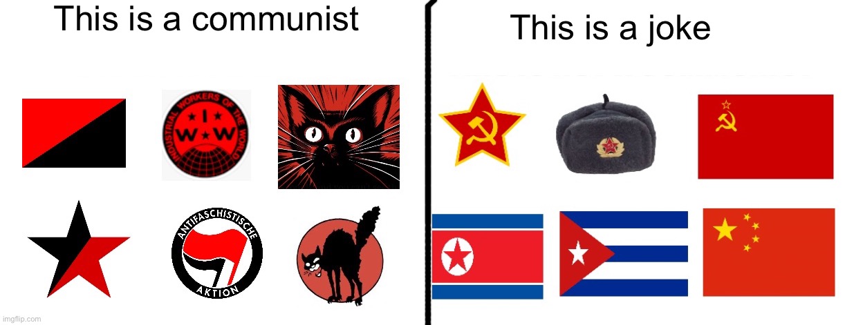 Communist vs joke | This is a communist; This is a joke | image tagged in communism,communist | made w/ Imgflip meme maker